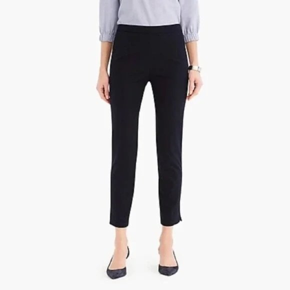 J. Crew Martie Pant in Bi-Stretch Cotton Black Crop Size 10T 10 TALL EUC W2074